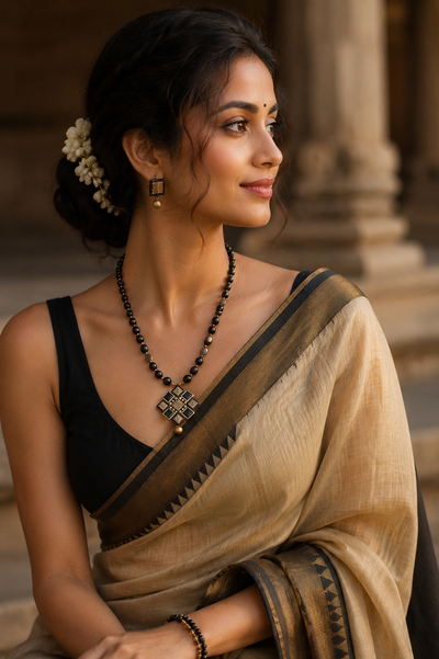 Indus Terracotta Lakshmi Antique Gold Handmade Necklace Set | Temple Jewellery