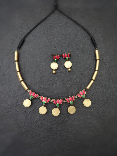 Abinaya Multi Color Terracotta Necklace Set - View 3