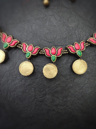 Abinaya Multi Color Terracotta Necklace Set - View 4