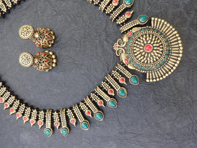 Abinaya Multi Color Terracotta Necklace Set - View 6