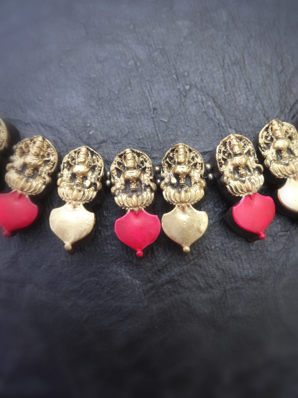 Aishwarya Pink & Gold Terracotta Necklace Set