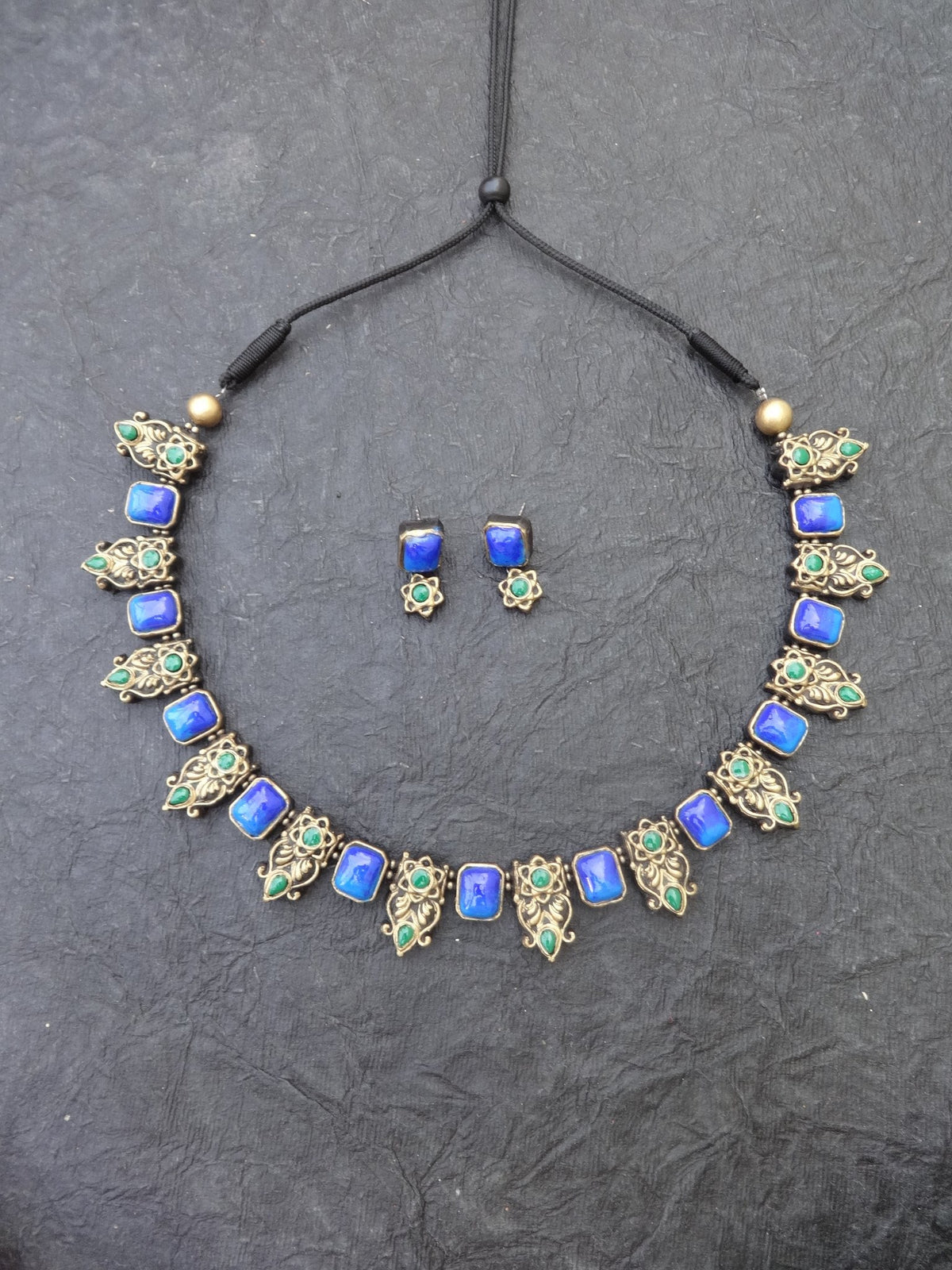 Akshaya Blue & Gold Terracotta Choker Set
