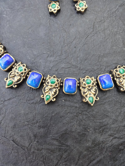 Akshaya Blue & Gold Terracotta Choker Set - View 4