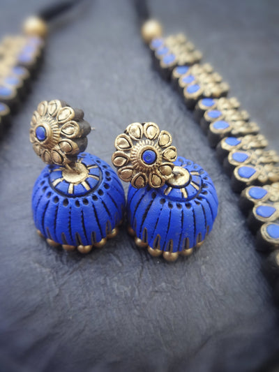Amritha Blue & Gold Terracotta Necklace Set