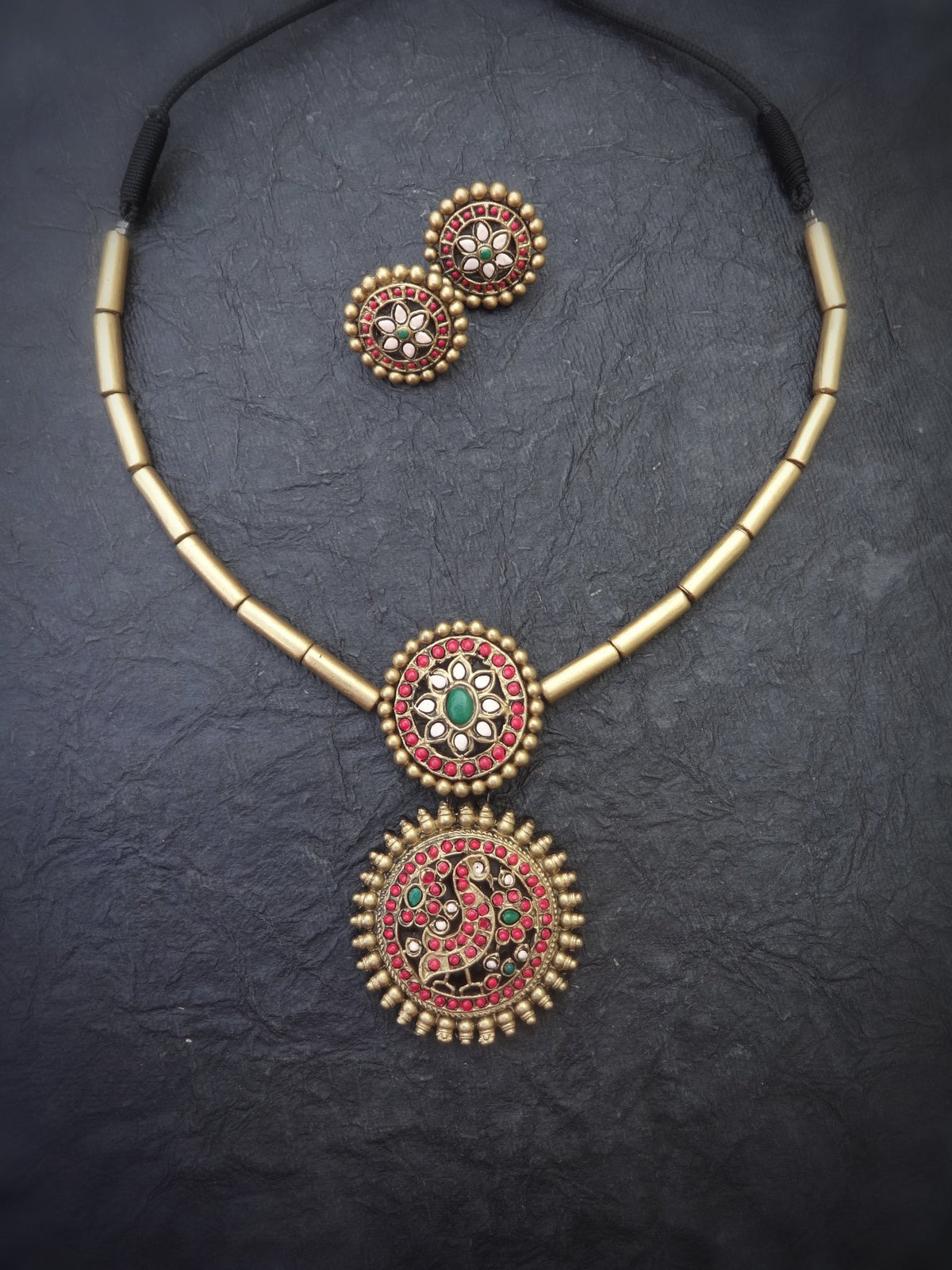 Anjali Antique Gold Terracotta Necklace Set