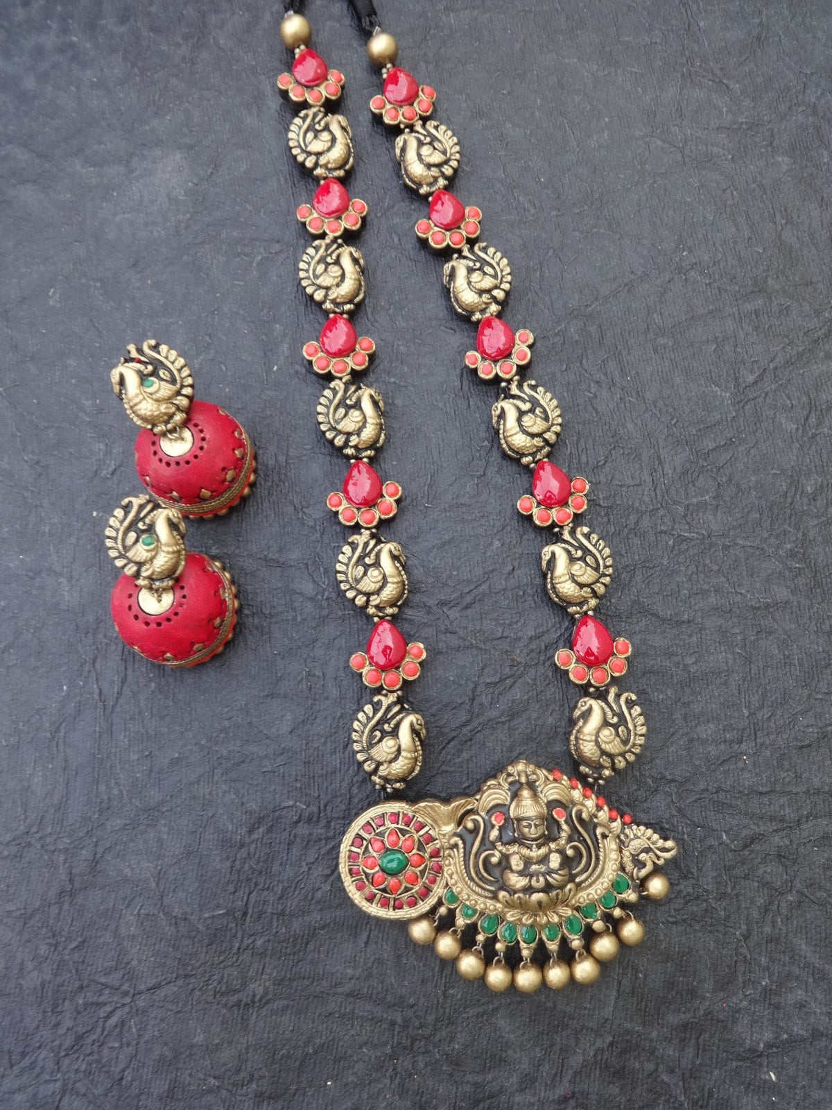 Charumathi Multi Color Terracotta Necklace Set - View 2