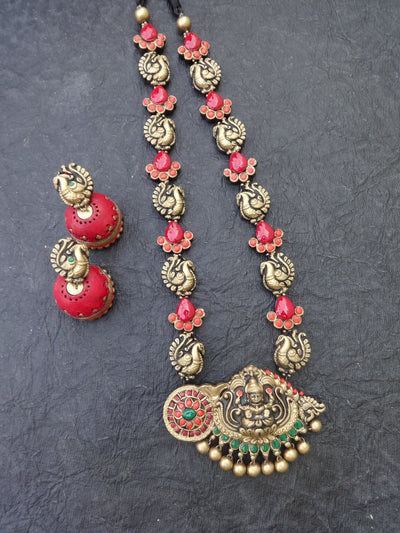 Charumathi Multi Color Terracotta Necklace Set - View 2
