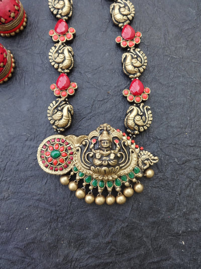 Charumathi Multi Color Terracotta Necklace Set - View 3