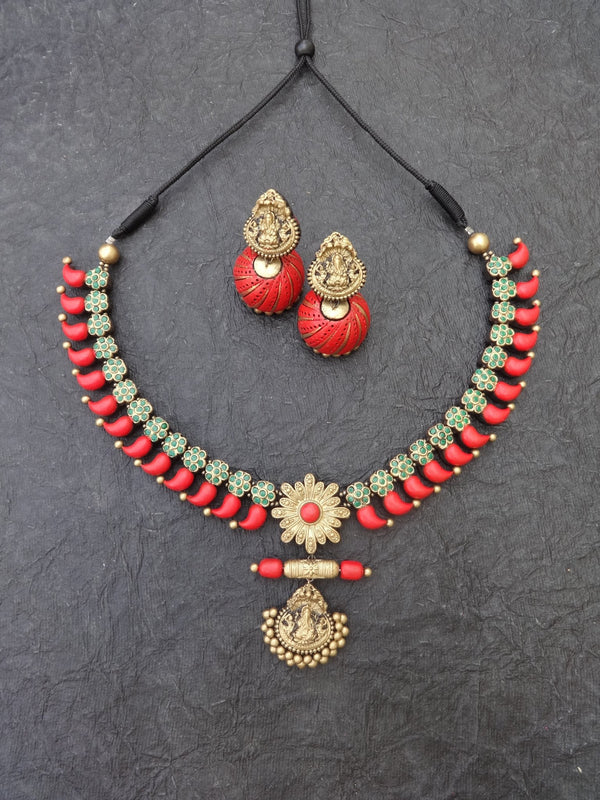 Chithira Multi Color Terracotta Necklace Set - View 3