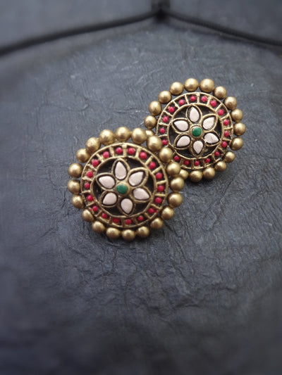Deepa Pink & Gold Terracotta Necklace Set - View 3