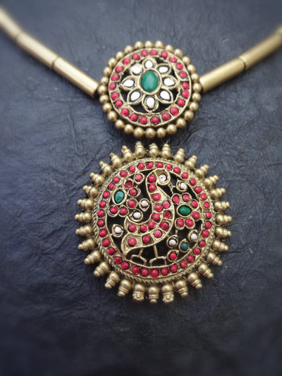 Deepa Pink & Gold Terracotta Necklace Set - View 5