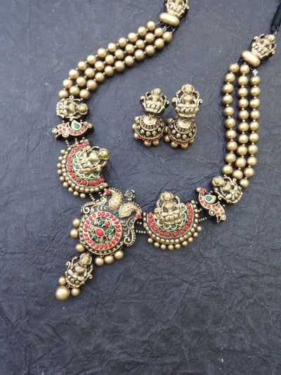 Elakkiya Red & Gold Terracotta Necklace Set - View 2