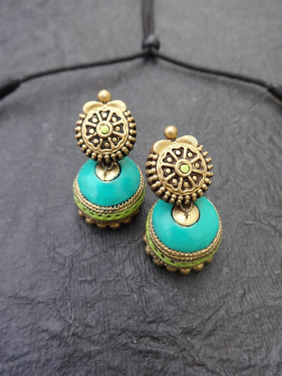 Eshwari Teal & Gold Terracotta Necklace Set - View 2