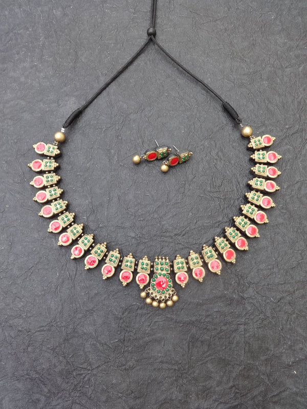 Gayathri Multi Color Terracotta Necklace Set - View 4