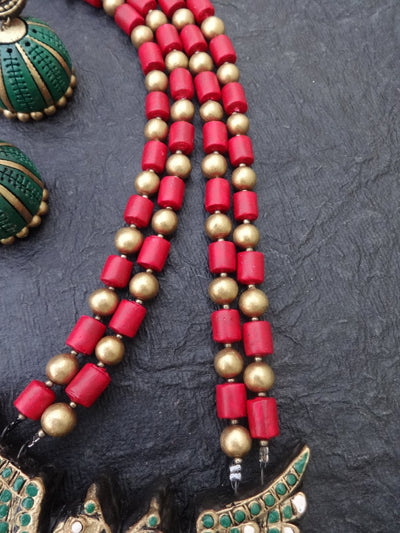 Girija Pink & Gold Terracotta Necklace Set - View 3