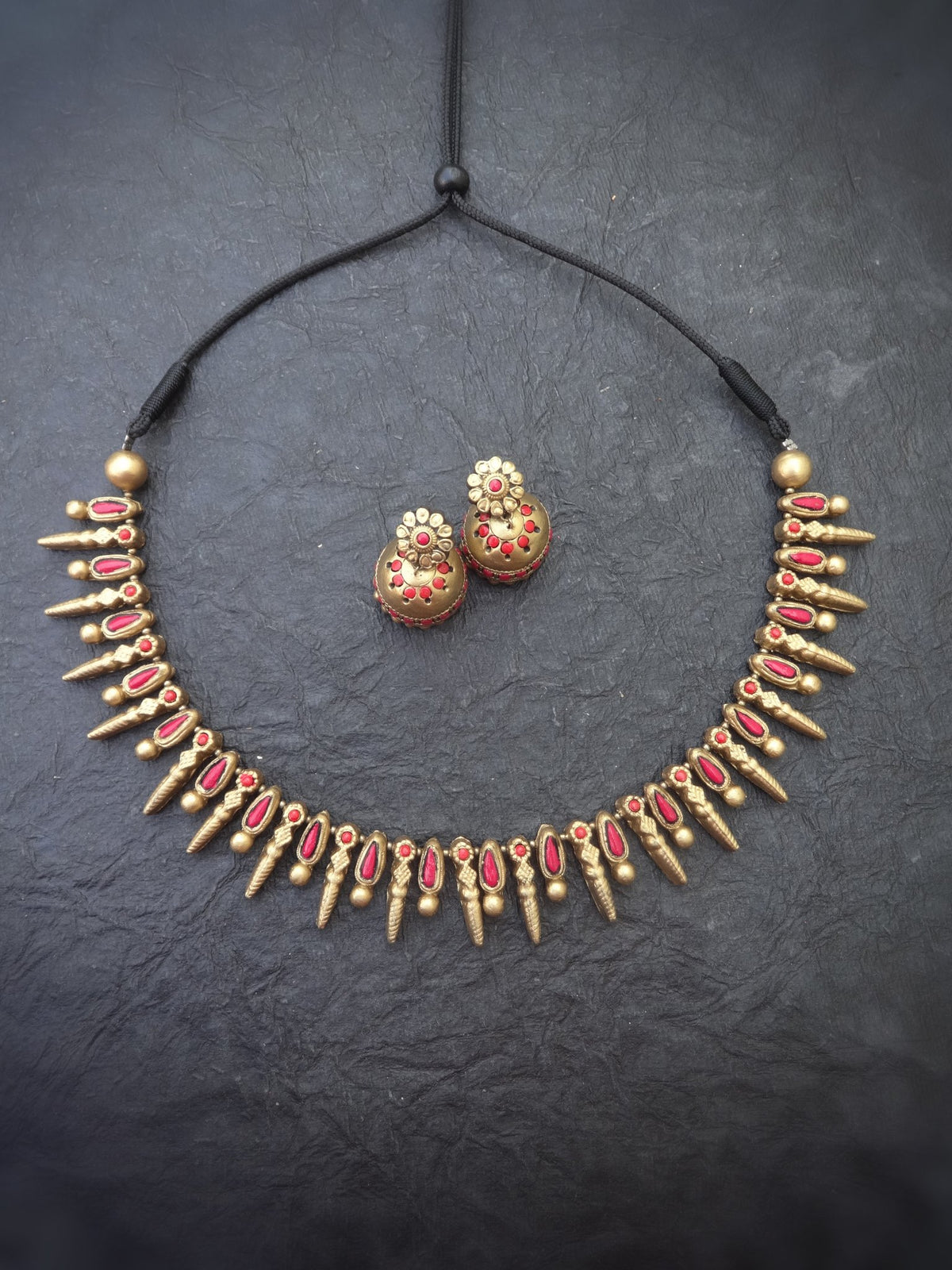 Gowri Red & Gold Terracotta Choker Set