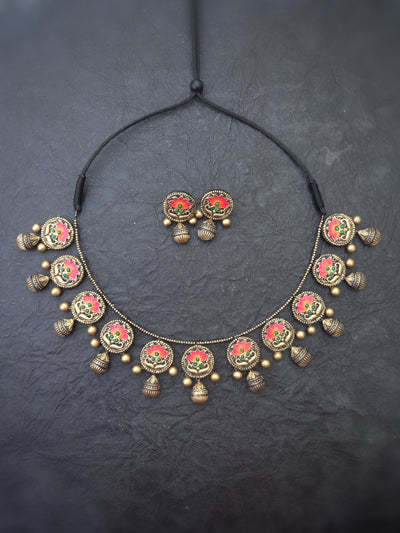 Gowri Red & Gold Terracotta Choker Set - View 6