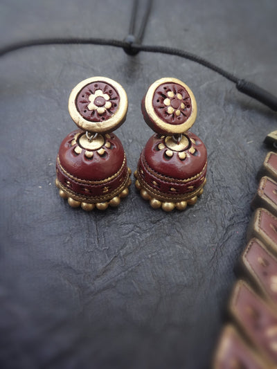 Hemavathi Pink & Gold Terracotta Necklace Set