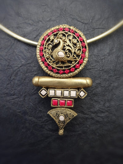 Indhuja Pink & Gold Terracotta Necklace Set - View 3
