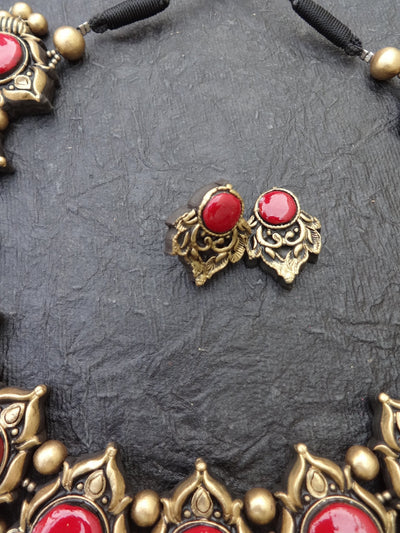 Jayanthi Pink & Gold Terracotta Necklace Set