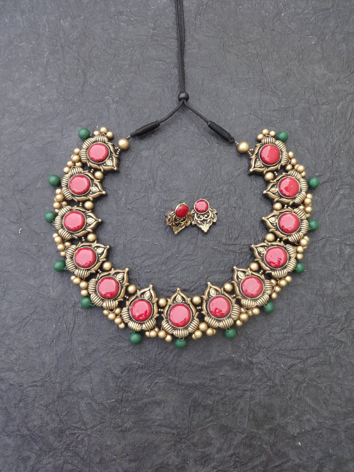 Jayanthi Pink & Gold Terracotta Necklace Set - View 2