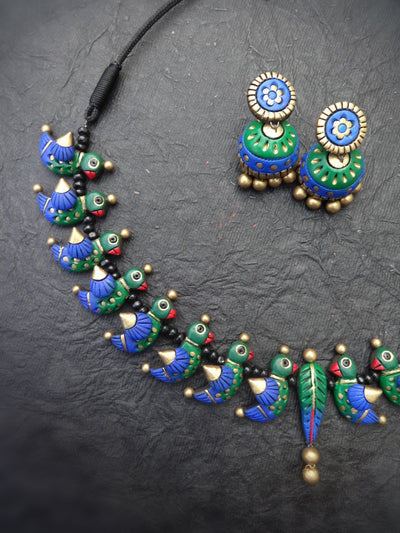Jhansi Multi Color Terracotta Choker Set - View 2