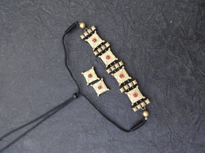 Jothi White & Gold Terracotta Choker Set