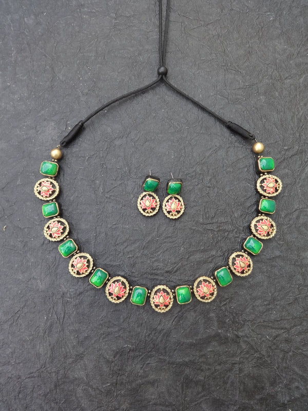 Kokila Multi Color Terracotta Necklace Set - View 2