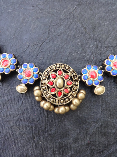 Latha Red & Gold Terracotta Necklace Set - View 2