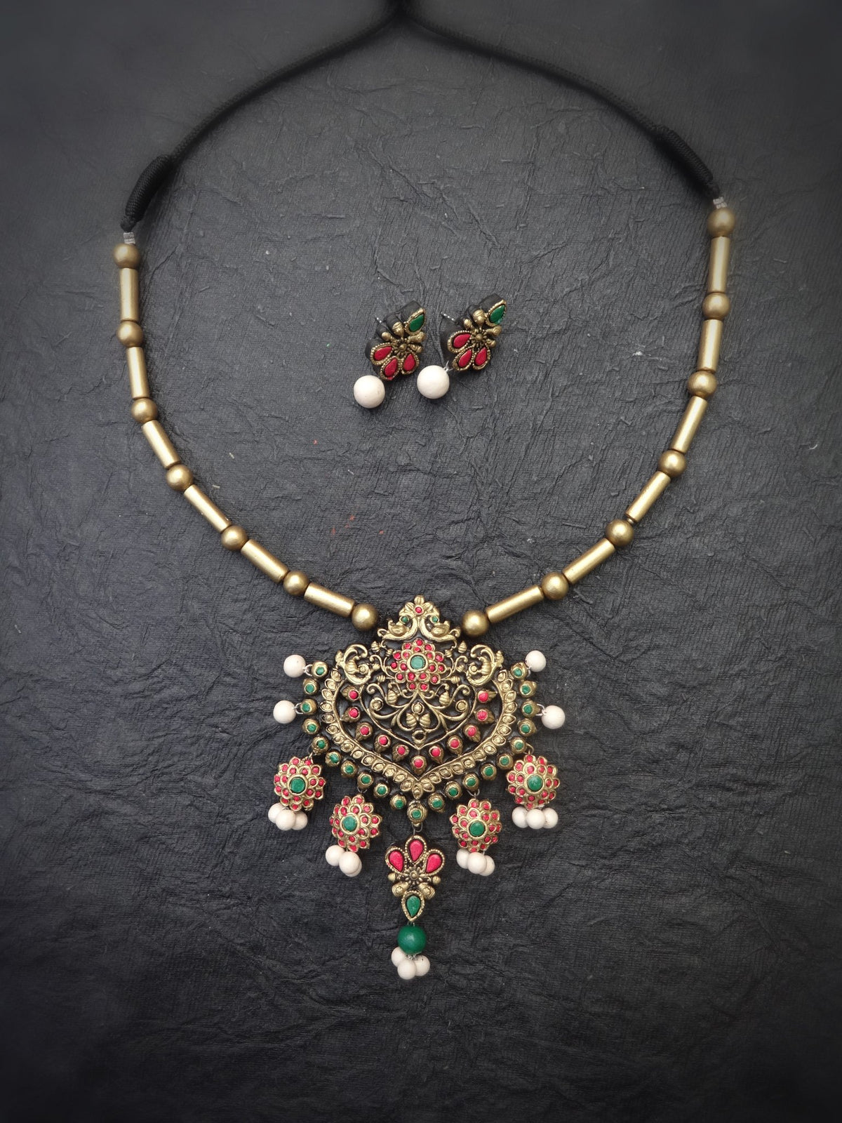 Lavanya Antique Gold Terracotta Necklace Set
