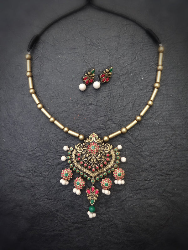 Lavanya Antique Gold Terracotta Necklace Set