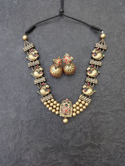 Mohana Antique Gold Terracotta Necklace Set - View 2