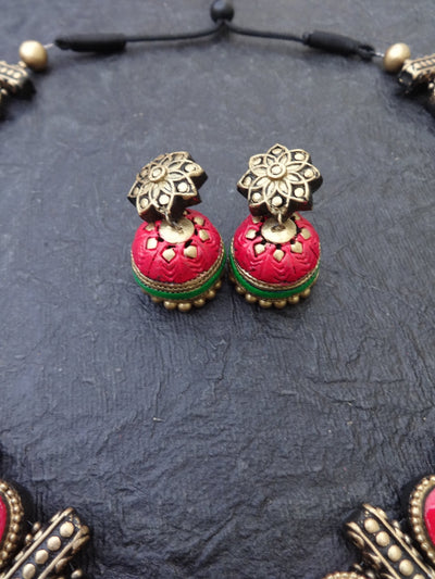 Mythili Pink & Gold Terracotta Necklace Set