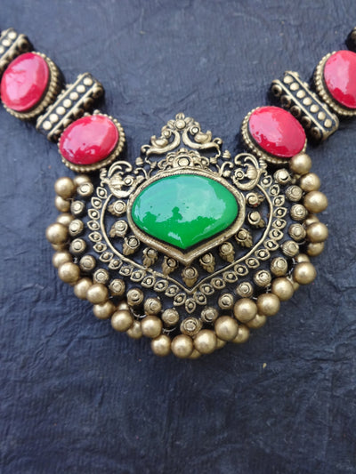 Mythili Pink & Gold Terracotta Necklace Set - View 3