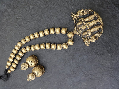 Oleli Antique Gold Terracotta Necklace Set - View 3