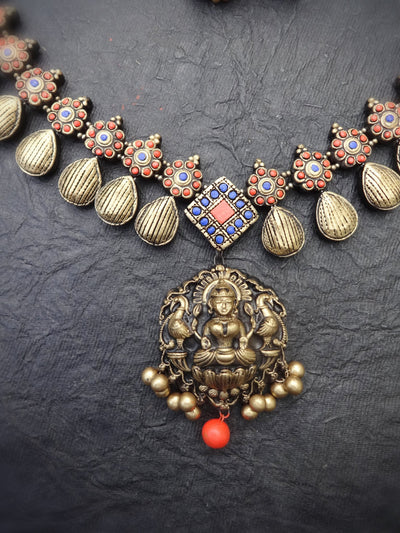 Oorvasi Antique Gold Terracotta Necklace Set - View 6