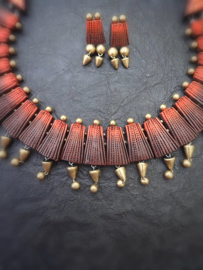 Oviya Antique Gold Terracotta Choker Set - View 2