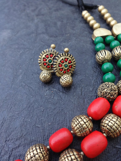 Parimala Multi Color Terracotta Necklace Set - View 3
