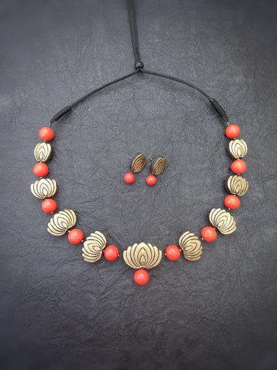 Priya Red & Gold Terracotta Choker Set