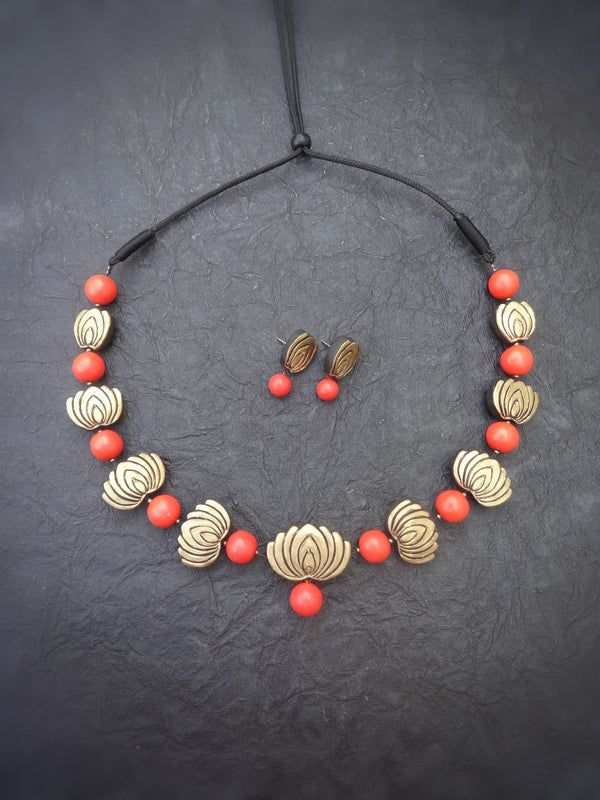 Priya Red & Gold Terracotta Choker Set
