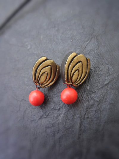 Priya Red & Gold Terracotta Choker Set - View 4