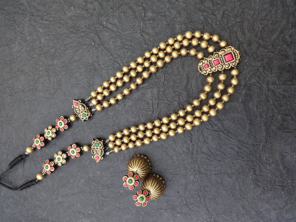 Pushpa Multi Color Terracotta Necklace Set - View 2