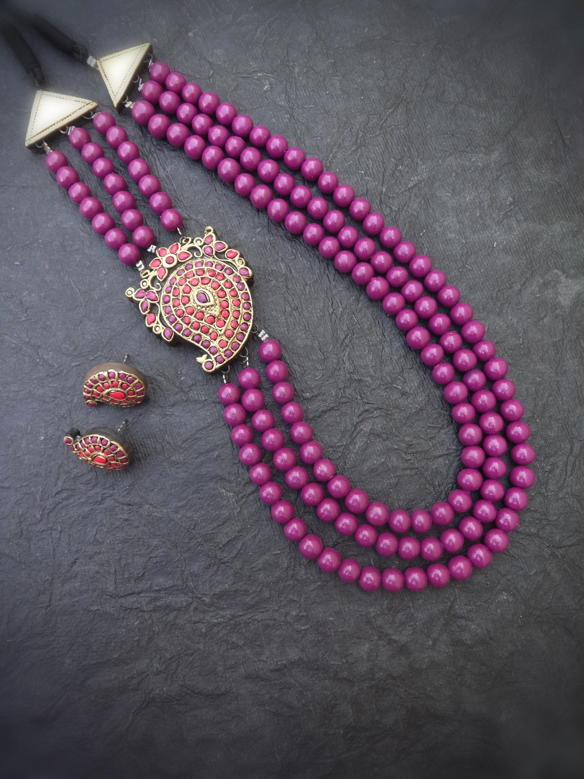 Radha Pink & Gold Terracotta Choker Set