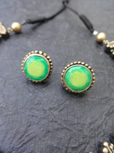 Ragini Teal & Gold Terracotta Necklace Set
