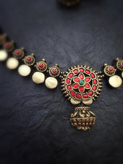 Rani Red & Gold Terracotta Necklace Set - View 3