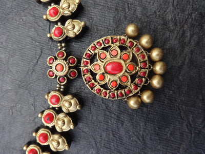 Rathna Pink & Gold Terracotta Necklace Set - View 8