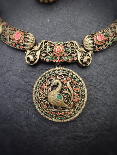 Rathna Pink & Gold Terracotta Necklace Set - View 10