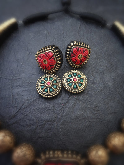 Saroja Red & Gold Terracotta Necklace Set