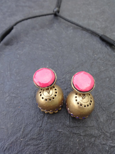 Selvamani Pink & Gold Terracotta Necklace Set