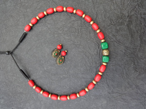 Shalini Pink & Gold Terracotta Choker Set